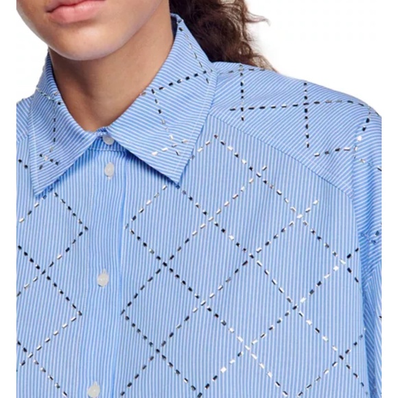 Sandro - Rhinestone Poplin Shirt - Picture 4 of 4
